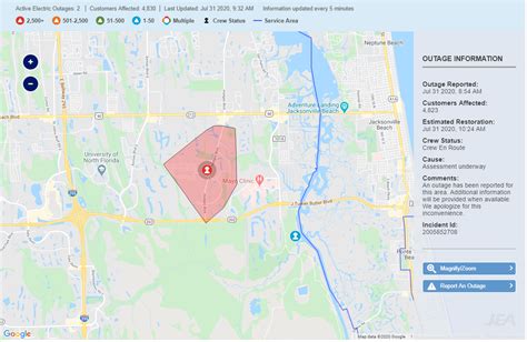 jea power outage map